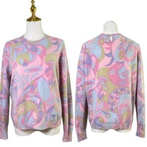 Vintage 60s FRENCH Christian Cuvelier Pastel Psychedelic Back Zip Sweater Size M